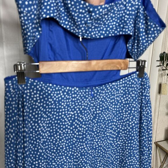 Rihoas Midi Dress Dress Blue with White Polka Dot Open Midriff Size XL NEW - Picture 5 of 9